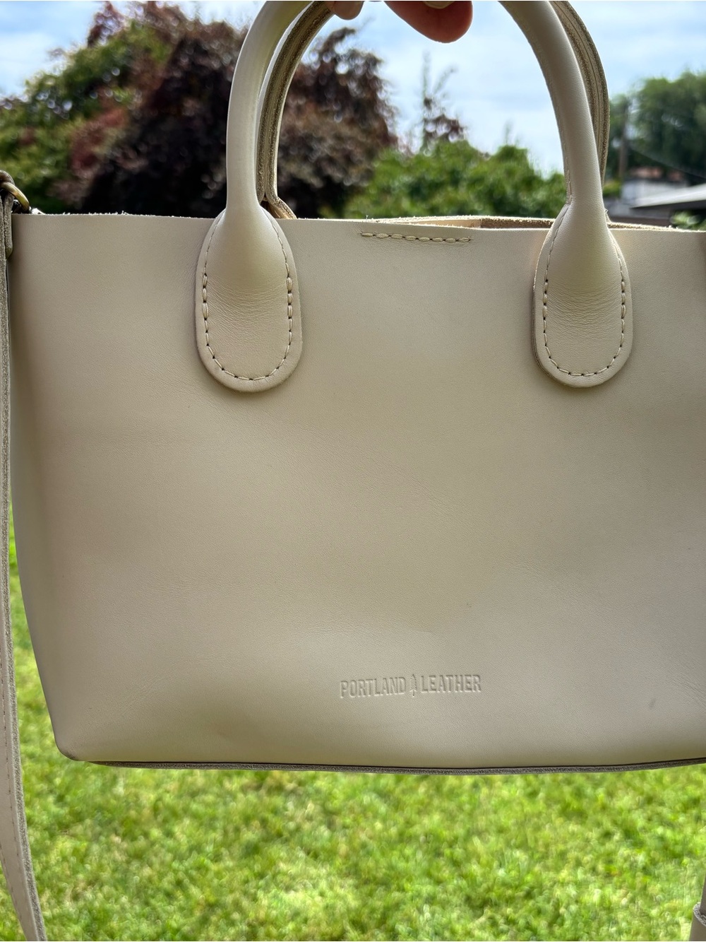 Portland Leather large raindrop Crossbody bag.